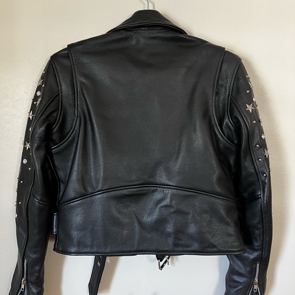 Understated Leather Star Studded Mercy Cropped Jacket - Picture 3 of 5